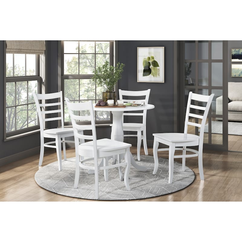 White Finish 1pc Round Table Wooden Pedestal Base Casual Farmhouse Style Kitchen Dining Room Furniture