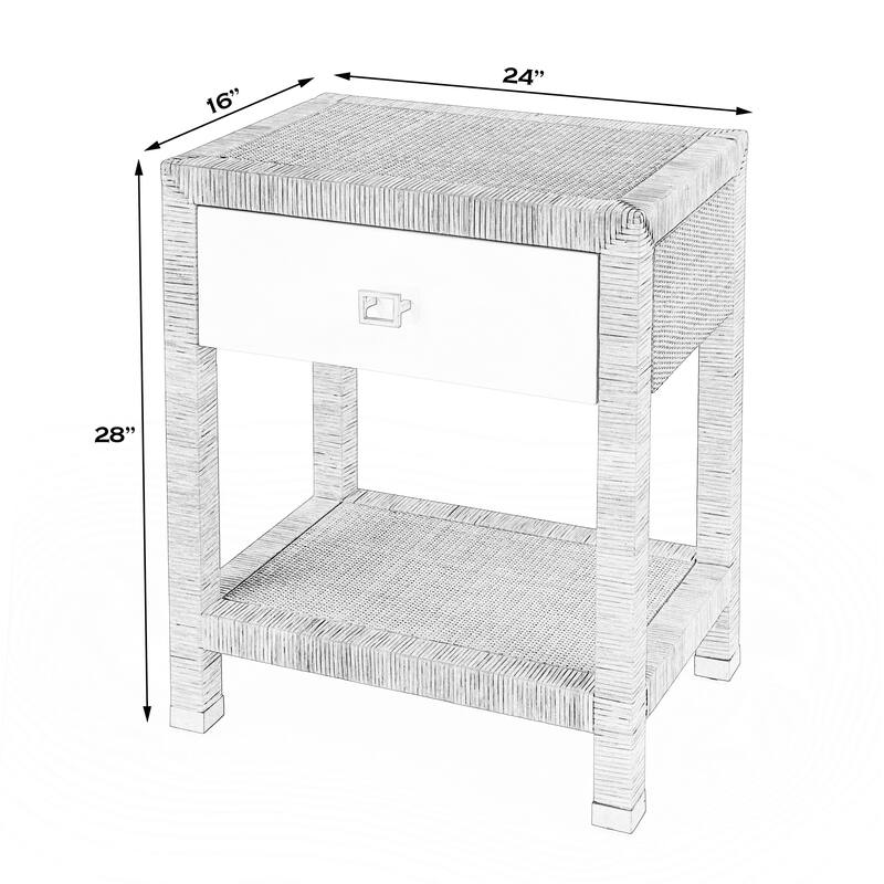 Corfu 1 Drawer Natural Raffia Nightstand