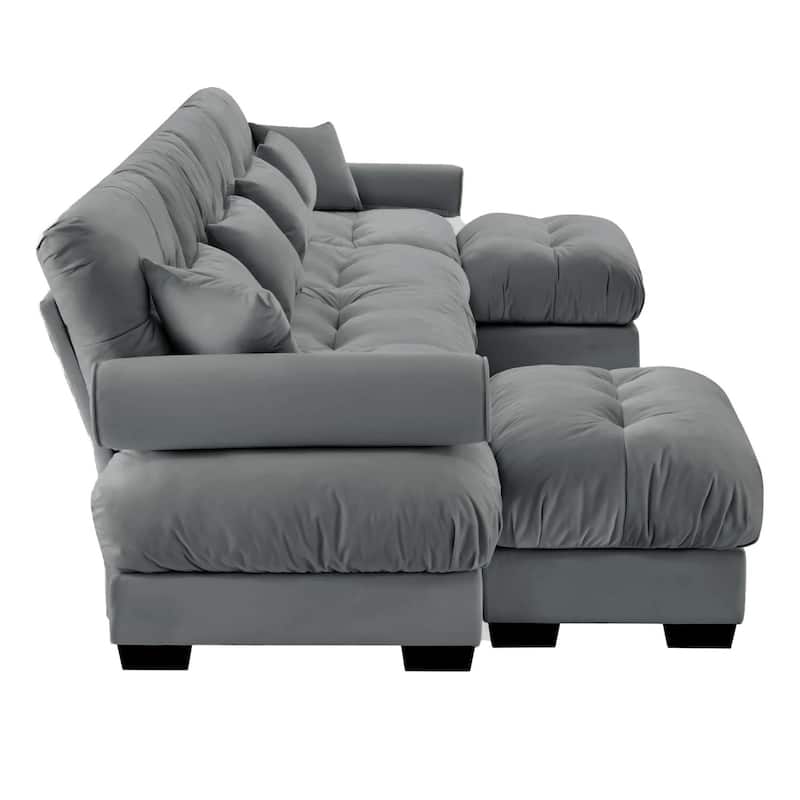 166" Modular U-shaped Sectional Sofa Cloud Couch with Movable Ottomans