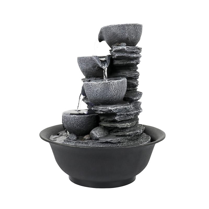 4-Tier Water Fountain Indoor Relaxation Waterfall Feature for Home