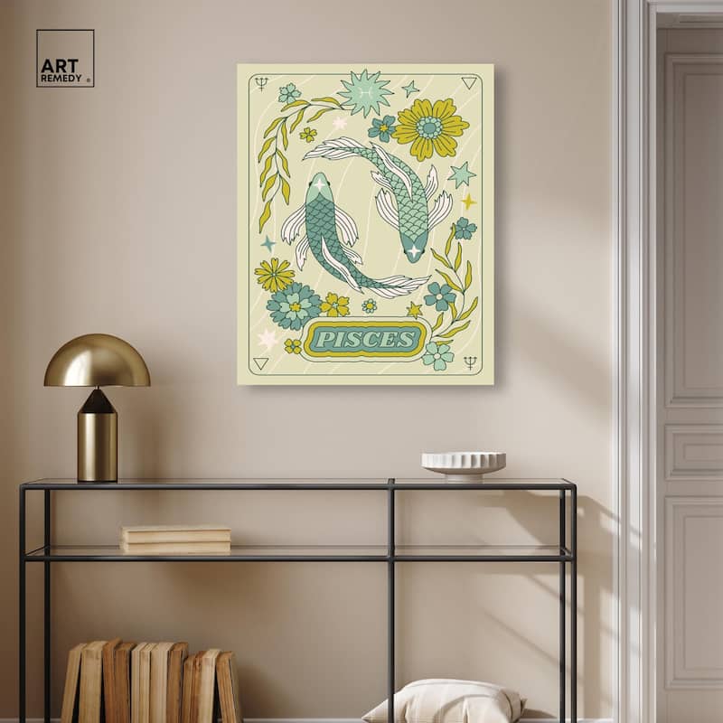 Pisces Stars Card Canvas by Art Remedy, Gallery Wrapped