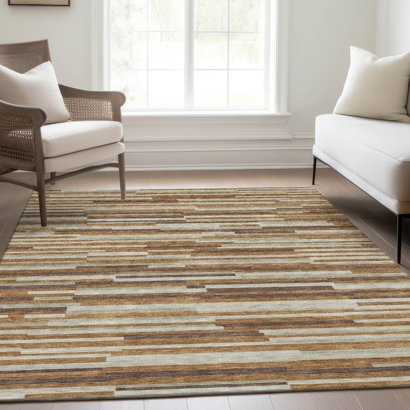 Premium Washable Super Soft Geo Stripes Mayfield Rug