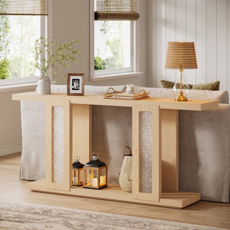 71 Inches Sofa Table with Acrylic Legs for Hallway - 13.8" W x 70.9" L x 35.4" H