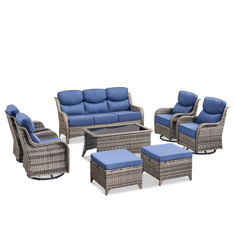 Pocassy Outdoor Sofa Patio Swivel Chairs Sets
