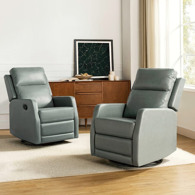 Esteban Modern Leather Manual Rocking Swivel Recliner with Wingback Set