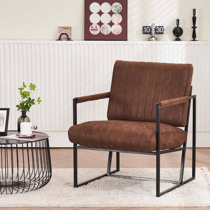 Upholstered Accent Chair with Wide Large Backrest and Thick Cushion, Reading Chair for Living Room