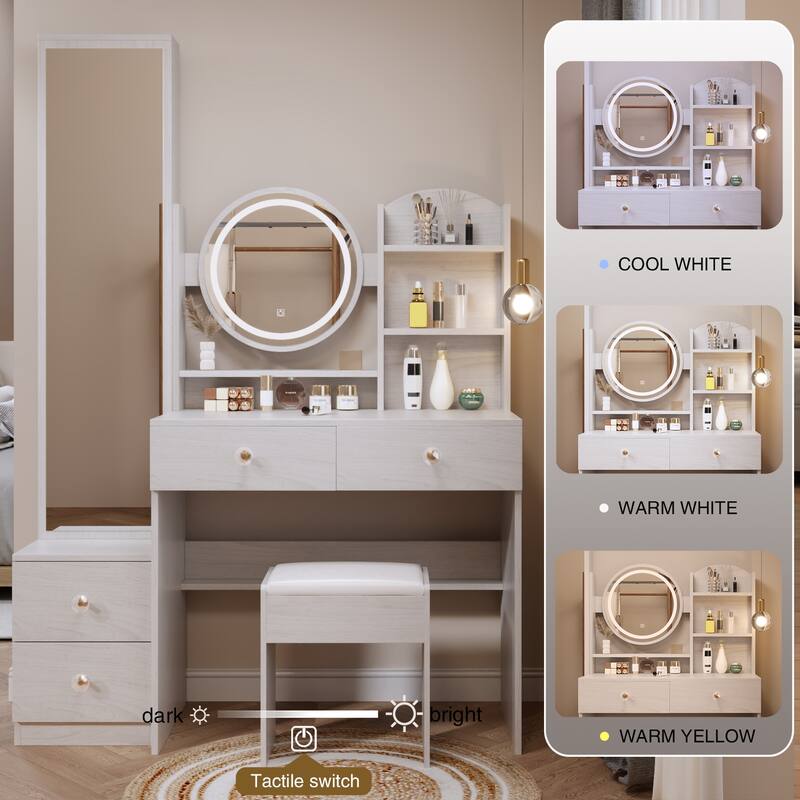 Makeup Vanity with LED Mirror