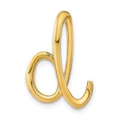 14K Yellow Gold Polished Letter D Initial Slide