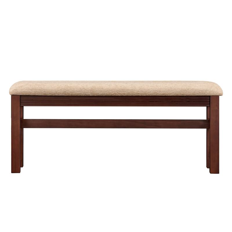 Fluted Counter Height Bar Table Set for 2, Dining Table with Fabric Upholstered Bar Stool with Solid Wood Legs