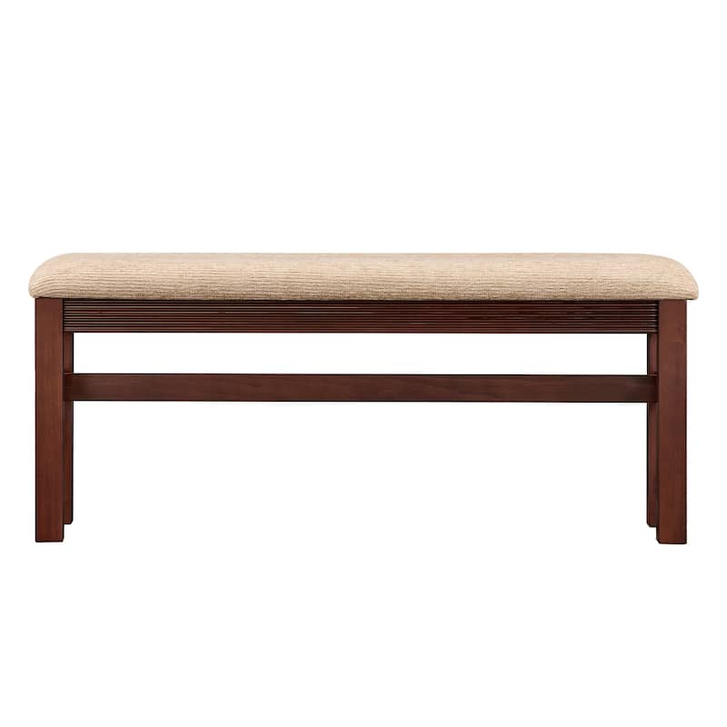 Fluted Counter Height Bar Table Set for Two with Upholstered Bar Stool and Solid Wood Legs