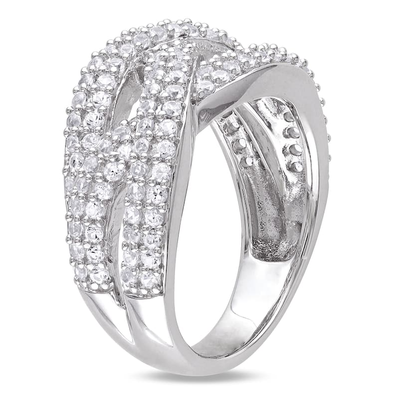 Miadora 1 1/4ct TGW Created White Sapphire Braided Ring in Sterling Silver