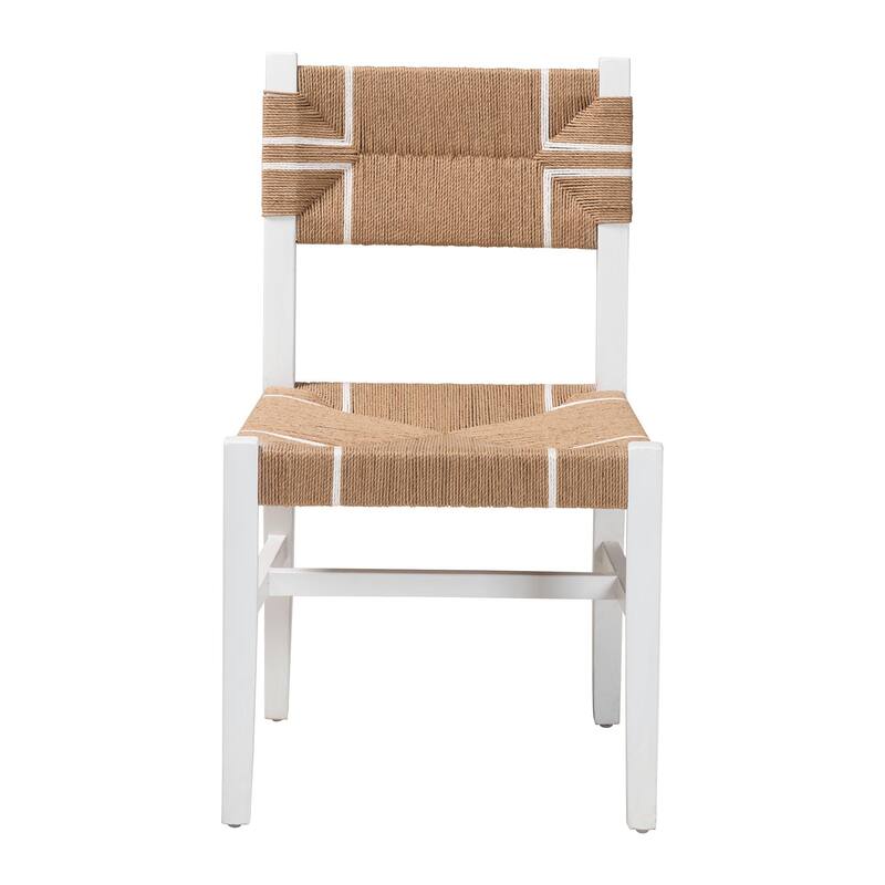 Talli Bohemian Paper Loom and White Mahogany Wood Dining Chair
