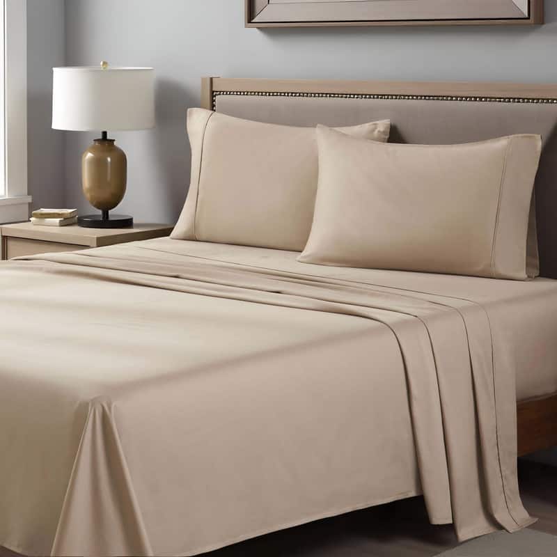 Superior Egyptian Cotton 400 Thread Count Solid Deep Pocket Bed Sheet Set - Tan - California King