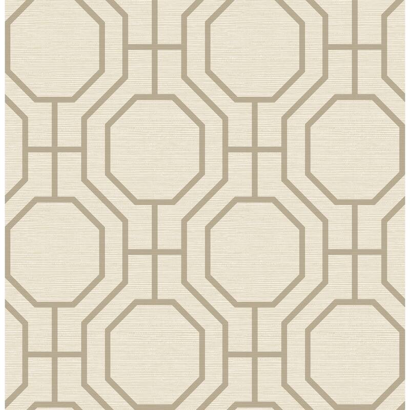 A-Street Prints Manor Taupe Geometric Trellis Wallpaper