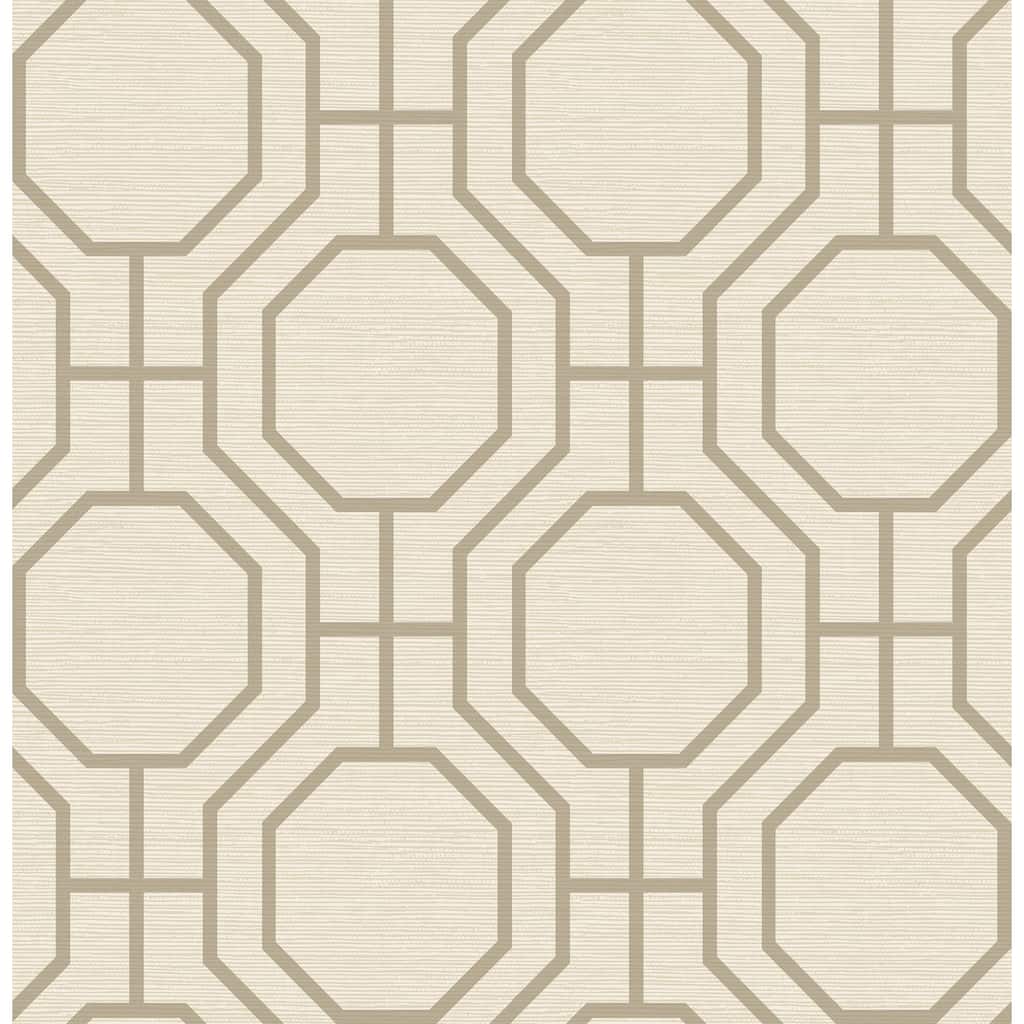 A-Street Prints Manor Taupe Geometric Trellis Wallpaper
