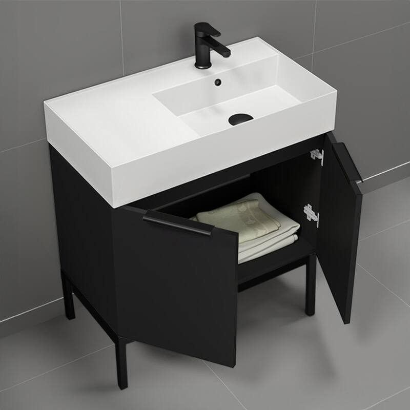 Nameeks Derin-3217-C-R Derin 32" Free Standing Single Basin Vanity Set