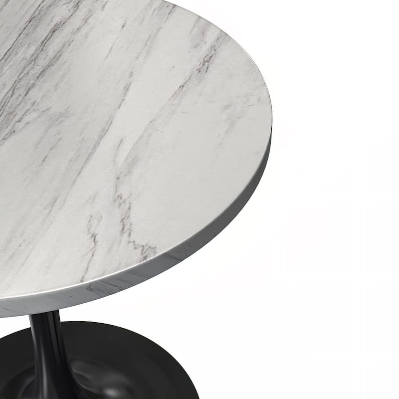LeisureMod Verve Modern Round Dining Table with Resin TableTop and Black Pedestal Base for Kitchen & Dining Room
