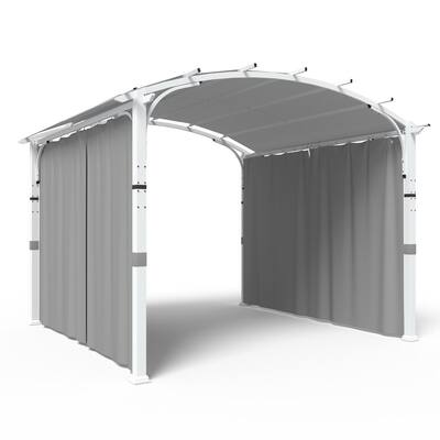 EAGLE PEAK 11x11 Outdoor Arched Top Pergola with Sidewalls, Steel Patio Gazebo for Deck, Backyard, Porch and Garden, Gray