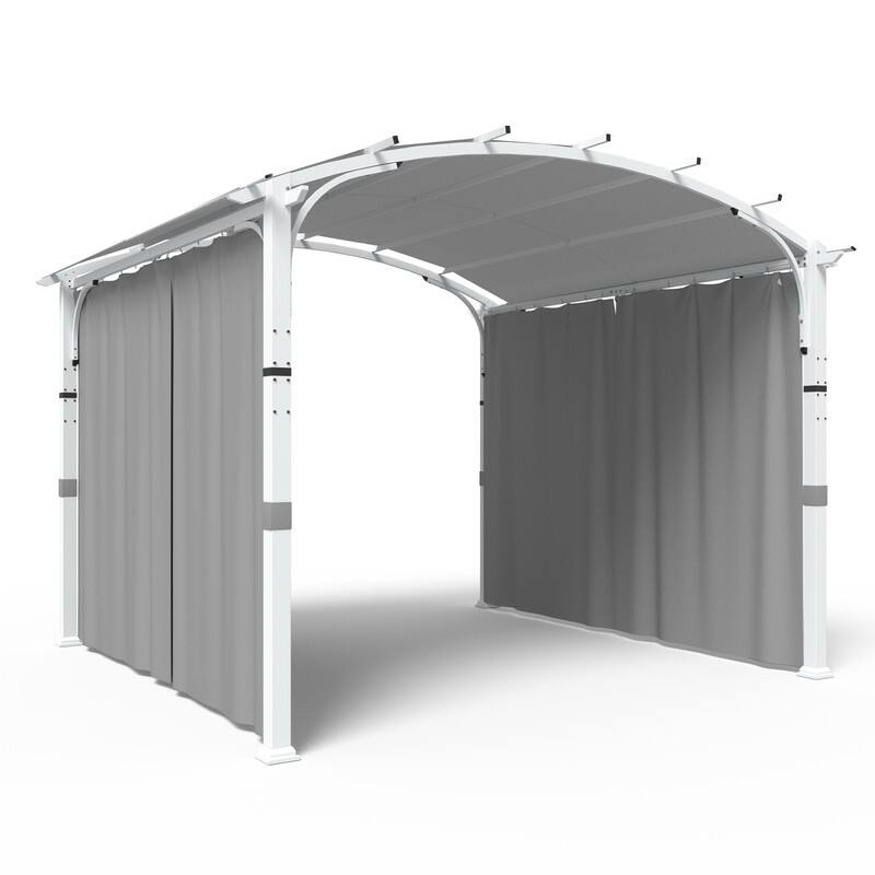 EAGLE PEAK 11x11 Outdoor Arched Top Pergola with Sidewalls, Steel Patio Gazebo for Deck, Backyard, Porch and Garden, Gray