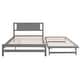 preview thumbnail 11 of 32, Full Size Platform Bed with Adjustable Trundle, Headboard for Added Stability, Pine Wood and MDF Construction, Grey