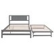 preview thumbnail 11 of 32, Full Size Platform Bed with Adjustable Trundle and Headboard, Grey