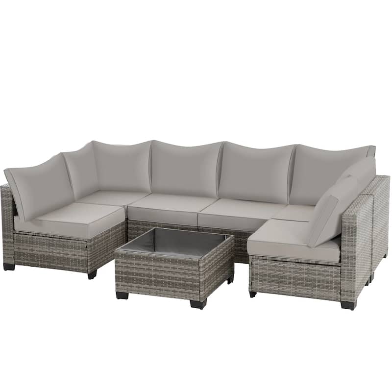 Zenova Patio Conversation Sets,Wicker Rattan Chairs Sofa Sets,Patio Furniture Seating