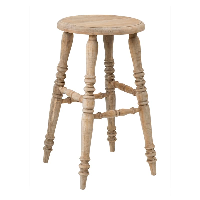 Handcrafted Natural Solid Mindi Wood Bar Stool by East at Main