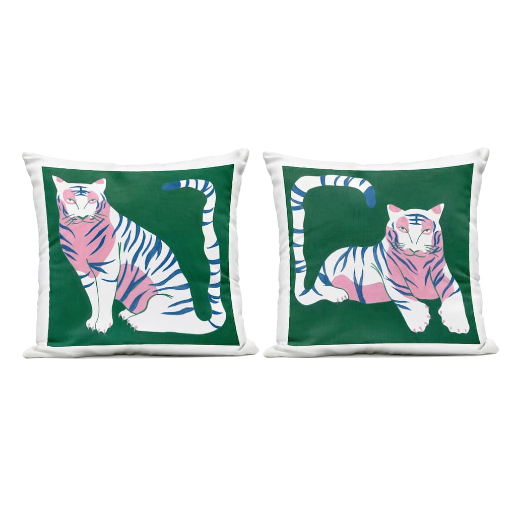 Stupell Fierce Lounging Tigers Printed Outdoor Throw Pillow Design by Melissa Wang (Set of 2)