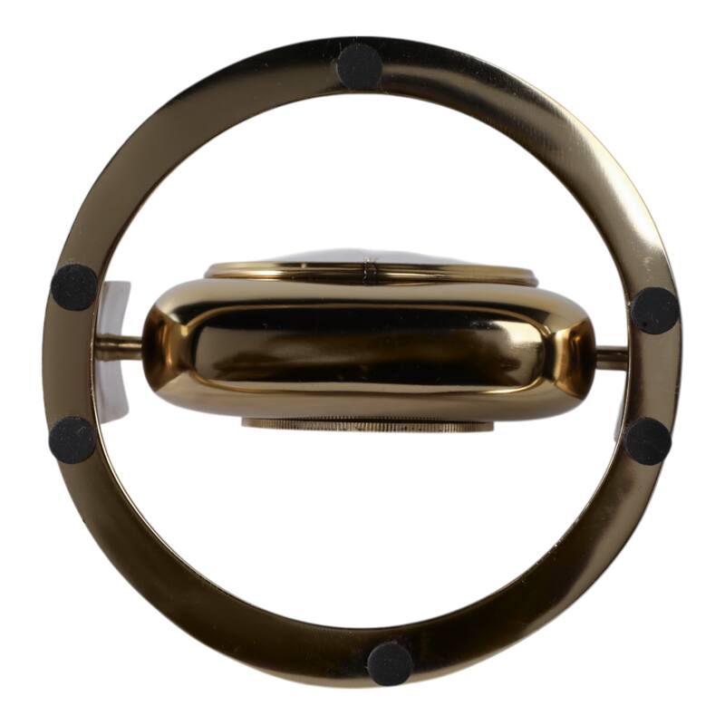 Metal Glass Desk Clock with Roman Numerals and Curved Frame Design - 7" x 7" x 9"