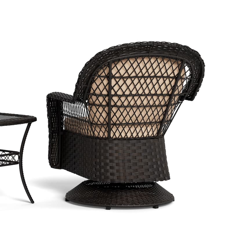 Biloxi Espresso Outdoor Wicker Swivel Glider Set (3-Piece)