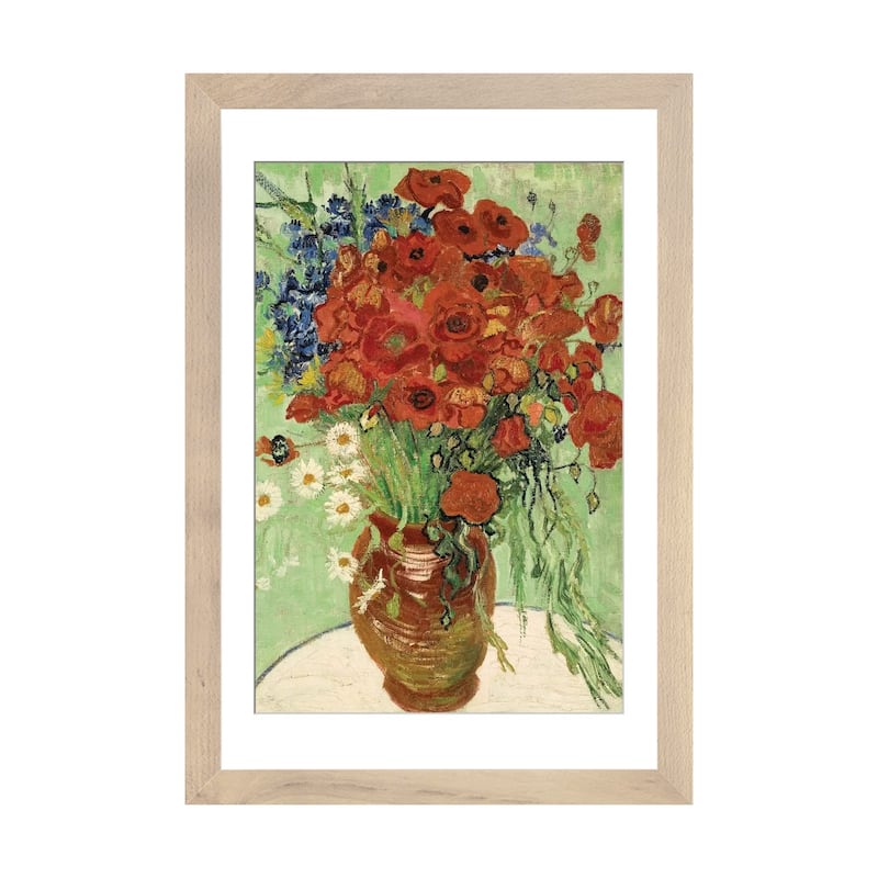 iCanvas "Vase with Daisies and Poppies" by Vincent van Gogh - Natural - 24x16x1