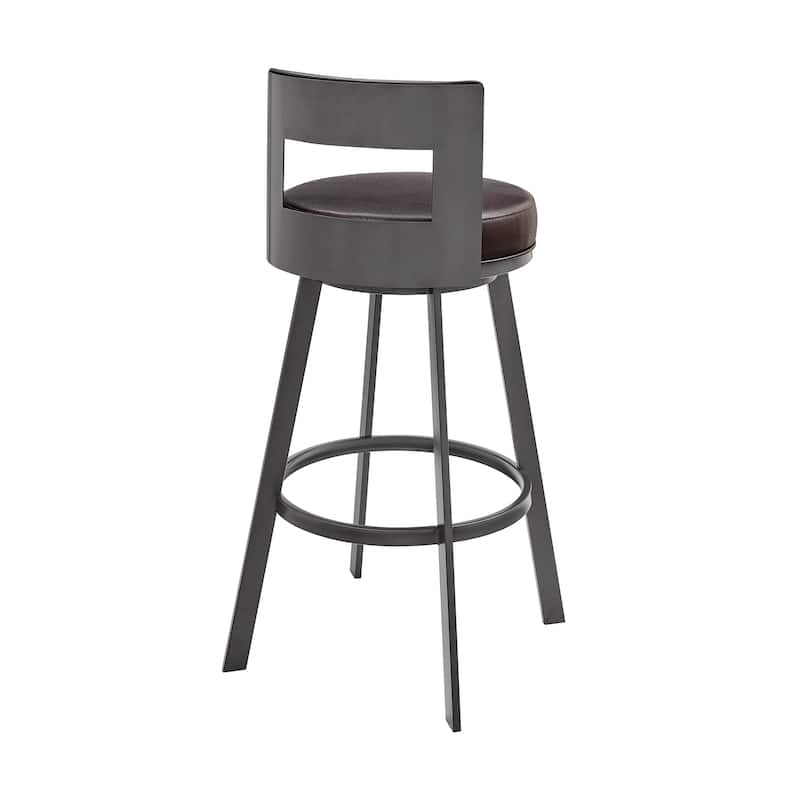 Flynn Faux Leather and Metal Bar or Counter Height Swivel Stool