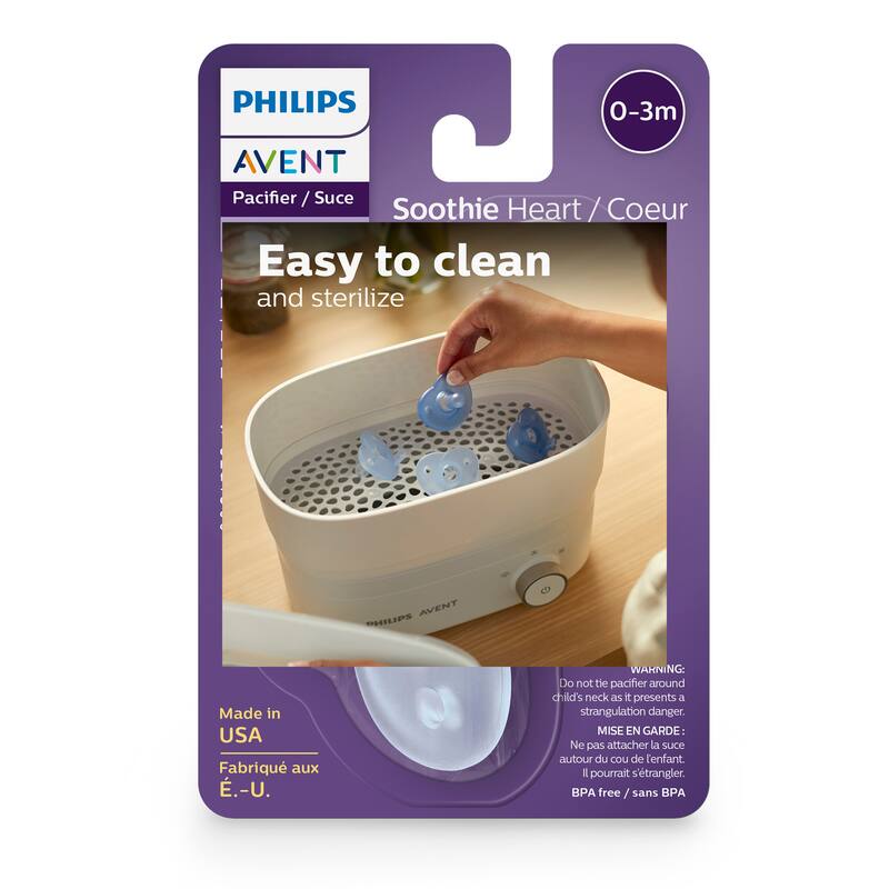 Soothie Heart Pacifier 0 to 3 Months 2 Pack in Blue