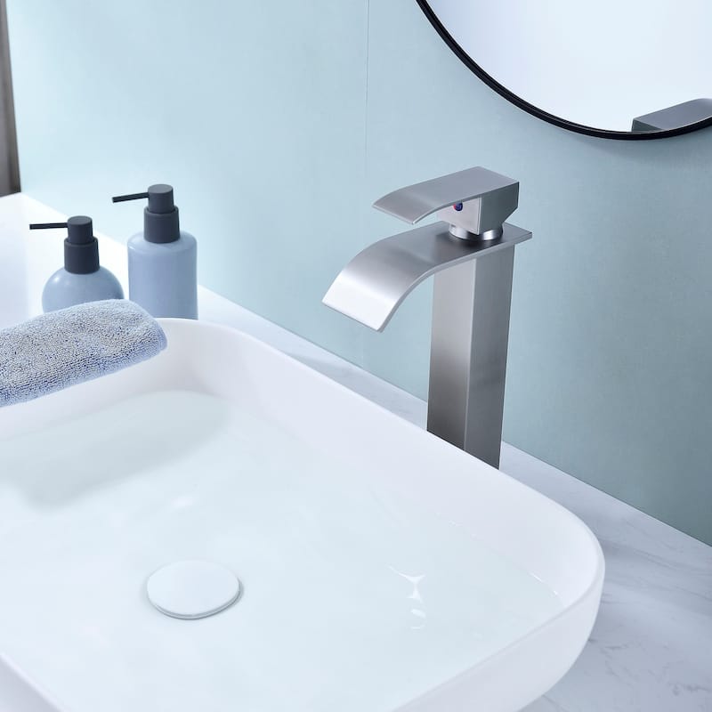 11" Tall Brushed Nickel Single-Handle Single-Hole Basin Faucet