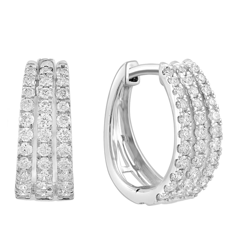 EFFY Women's 14k White Gold Diamond Pave Hoop Earrings
