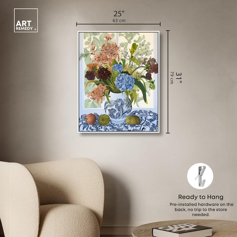 Blue Vase Bounty Canvas by Art Remedy