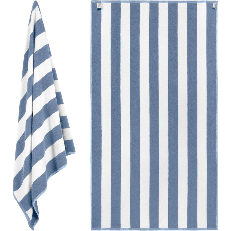 White Classic Luxury Cabana Striped Oversized Beach Towel 35x70" | Set of 2