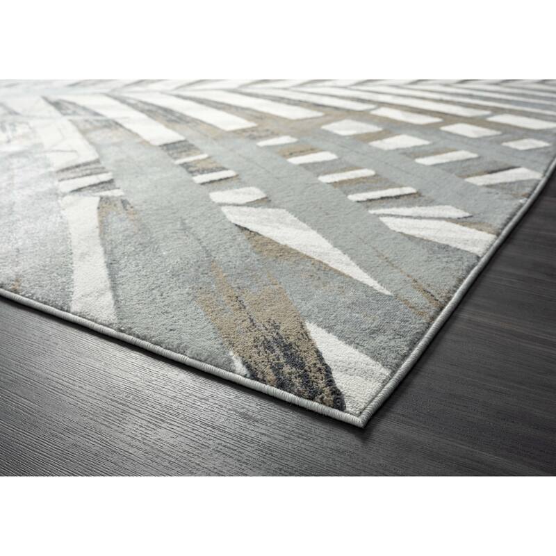 Abani Nova NOV110B Grey and Brown Floral Palm Area Rug