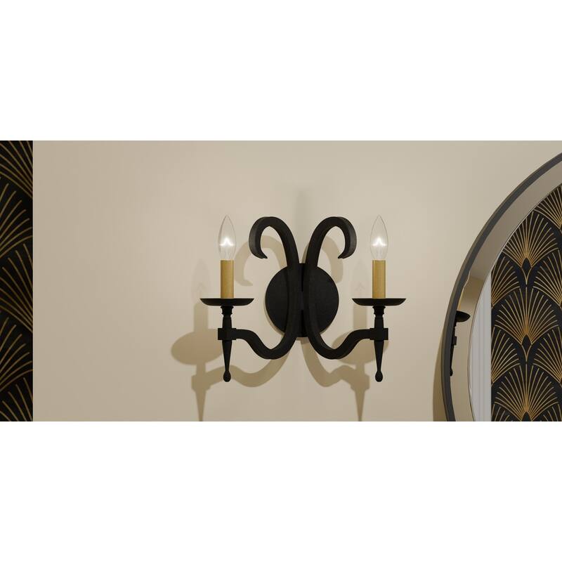 Octavia 2-Light Earth Black Wall Sconce