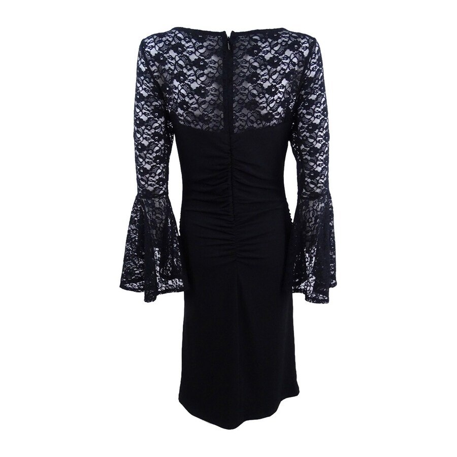 black lace bell sleeve dress