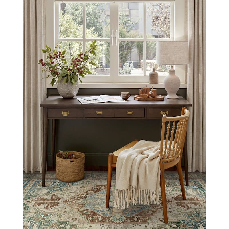 Mcow Vintage Medallion Low-Pile Machine-Washable Area Rug