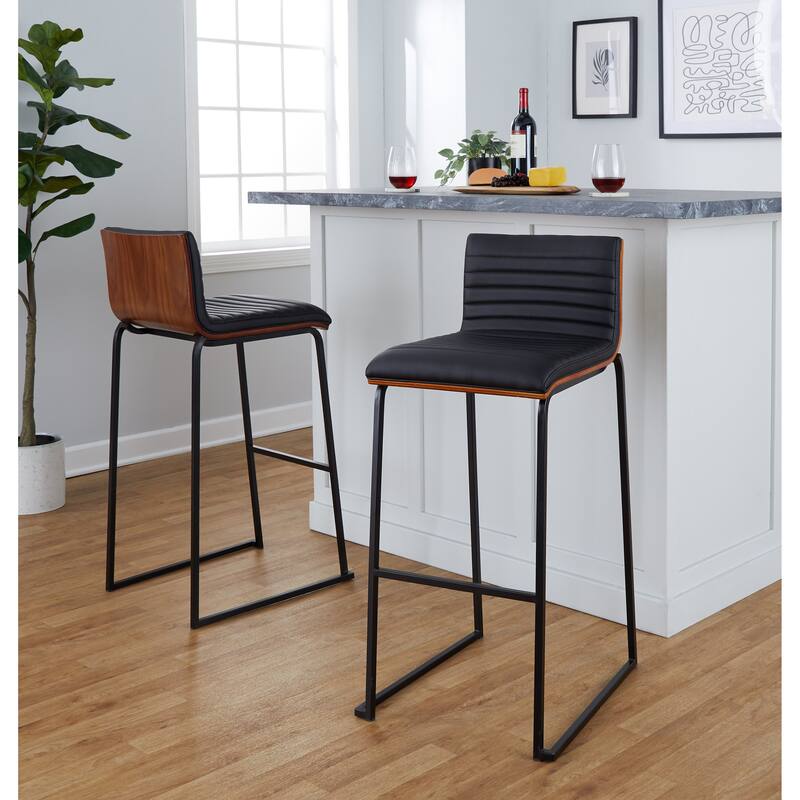 Silver Orchid Magda 30" Fixed-Height Upholstered Bar Stool (Set of 2)