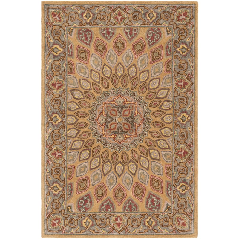 SAFAVIEH Handmade Heritage Wayfarer Traditional Oriental Wool Rug - 3' x 5' - Light Brown/Grey