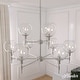preview thumbnail 1 of 12, Hunter Xidane Metal and Glass Orb Chandelier - Entry, Kitchen or Dining Room Table, Bedroom - Mid-Century Modern, Transitional 9- Light - Brushed  Nickel