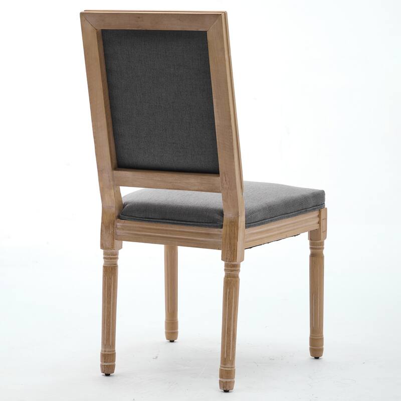Roomfitters French Dining Chairs Set of 2, Solid Wood Louis Chairs with Square Back and Fabric Upholstery
