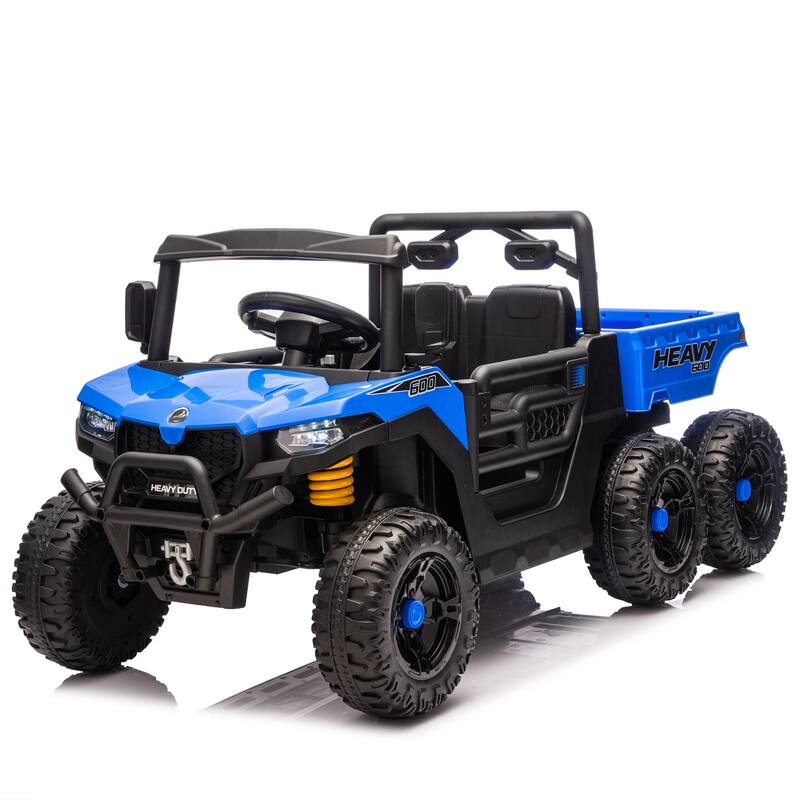 Blue Children's Electric Dump Truck with Parent Remote, Ride-On Car 24V Kids Ride on Dump Truck with Remote