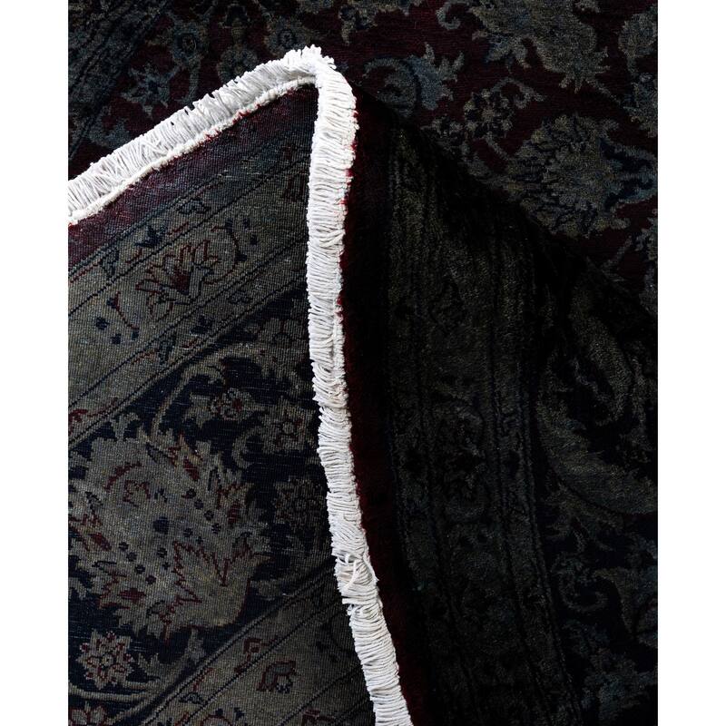 Overdyed One-of-a-Kind Hand-Knotted Round Area Rug - Gray - 8' 1" x 8' 1"