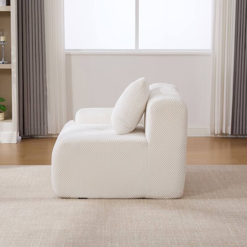 Ivory Sectional Sofa Couch Loveseat Couch with 2 Pillows, 2-Seater Sofa Couch for Living Room Bedroom