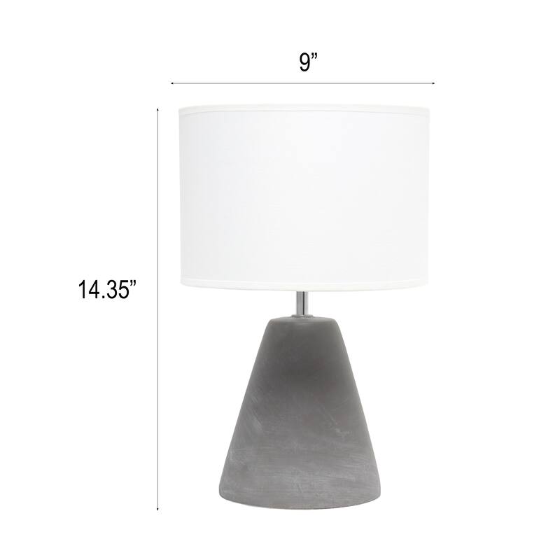 14.37" Organic Modern Tapered Concrete Table Lamp, For Living Room, Entryway, Bedroom, Stylish Accent Lighting, Black Shade