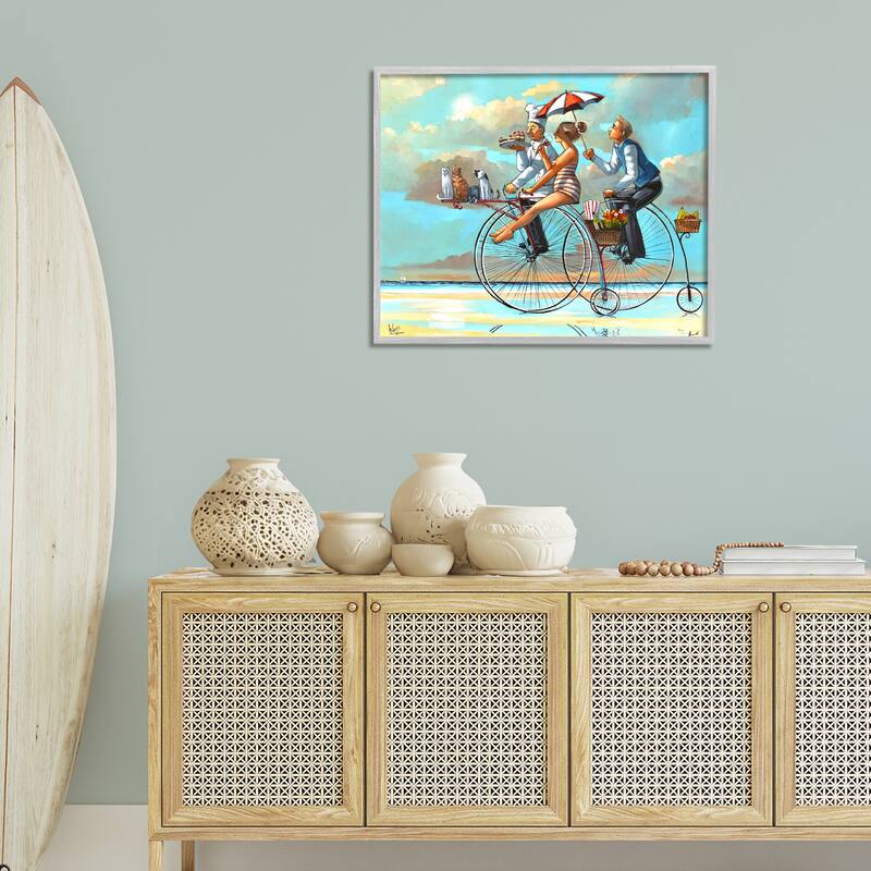 Stupell Woman & Butler Bicycle Ride Framed Giclee Art Design By Ronald West